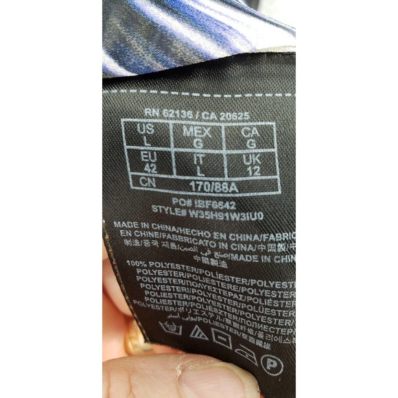 Guess Los Angeles Button Up Top Sheer Womens Size L Black Multi Abstract Print - Picture 8 of 9